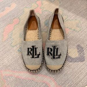 Lauren Ralph Lauren Black & White Espadrille Slip-On Flats